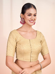 Woven Design Round Neck Saree Blouse