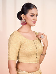 Woven Design Round Neck Saree Blouse
