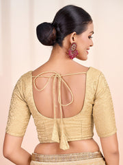 Woven Design Round Neck Saree Blouse