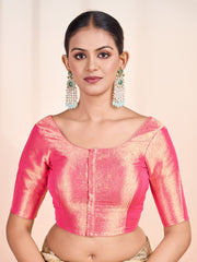 Woven Design Round Neck Saree Blouse