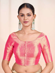 Woven Design Round Neck Saree Blouse