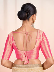 Woven Design Round Neck Saree Blouse