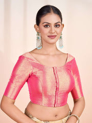 Woven Design Round Neck Saree Blouse