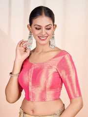 Woven Design Round Neck Saree Blouse