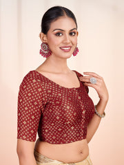Woven Design Short Sleeve Saree Blouse