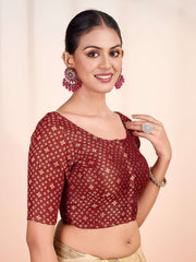 Woven Design Short Sleeve Saree Blouse