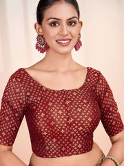 Woven Design Short Sleeve Saree Blouse