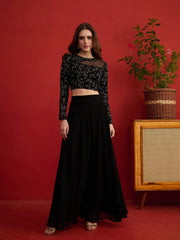 Grandeur & Majestic Artwork Embroidered Top with Skirt
