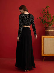 Grandeur & Majestic Artwork Embroidered Top with Skirt