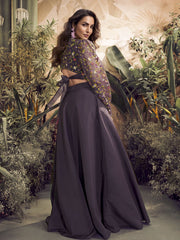 Embroidered Tie -Up Top with Flared Skirt Co-Ord Set