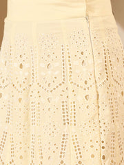 Self Design Round Neck Top With Skirt