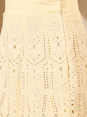 Self Design Round Neck Top With Skirt