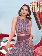Ethnic Motifs Chikankari Embroidered Round Neck Cotton Top With Skirt Co-Ords