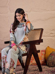 Printed Keyhole Neck Tunic With Palazzo