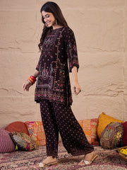 Printed Round Neck Tunic With Palazzo
