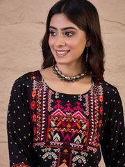 Ethnic Motifs Printed Round Neck Pure Silk Tunic With Palazzo