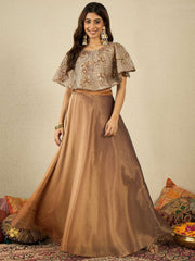 Floral Thread Work Top With Skirt Co-Ords