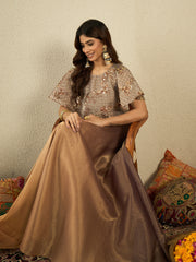 Floral Thread Work Top With Skirt Co-Ords