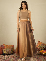 Floral Thread Work Top With Skirt Co-Ords