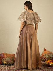 Floral Thread Work Top With Skirt Co-Ords
