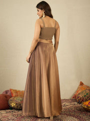 Floral Thread Work Top With Skirt Co-Ords
