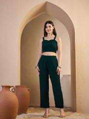 Embroidered Shoulder Straps Top & Trousers Co-Ords