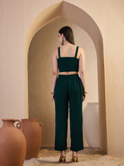 Embroidered Shoulder Straps Top & Trousers Co-Ords