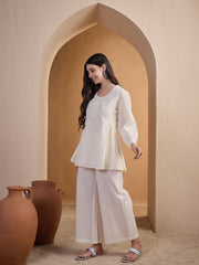Embroidered Round Neck Top & Palazzos Co-Ords