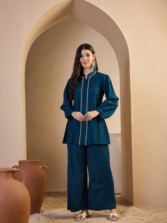 Mandarin Collar Top & Palazzos Co-Ords