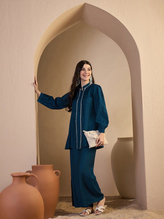 Mandarin Collar Top & Palazzos Co-Ords