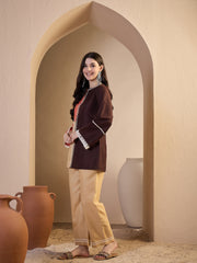 Women Colourblocked Gotta Detalied Top and Palazzo Co-Ords Set