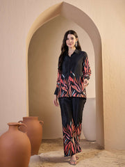 Printed Shirt Collar Neck Shirt With Trousers Co-Ords