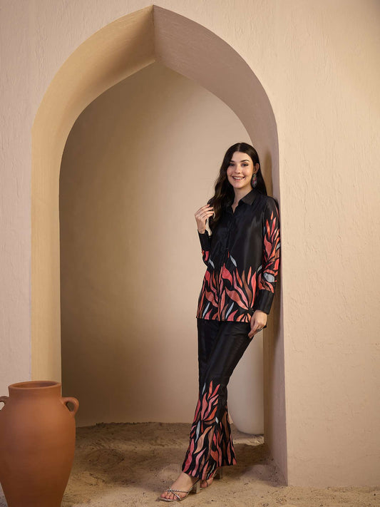 Printed Shirt Collar Neck Shirt With Trousers Co-Ords