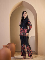 Printed Shirt Collar Neck Shirt With Trousers Co-Ords