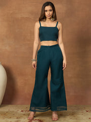 Floral Embroidered Top with Palazzos