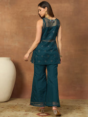 Floral Embroidered Top with Palazzos