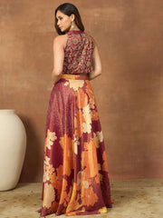 Floral Embroidered Top with Skirt