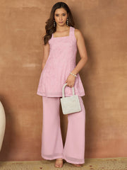 Romantic Florals Embroidered Tunic with Palazzos