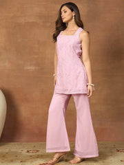 Romantic Florals Embroidered Tunic with Palazzos