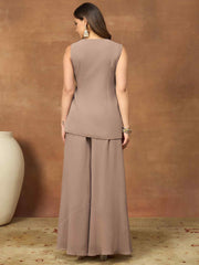 Grandeur & Majestic Artwork Embellished Top with Palazzos