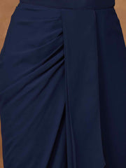 Women Striped Thread and Sequinned Embroidered Top with Skirt Co-Ords Set