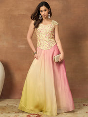 Romantic Florals Organza Top with Skirt