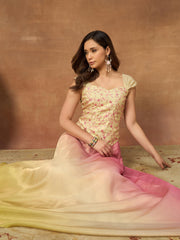 Romantic Florals Organza Top with Skirt