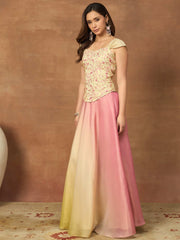 Romantic Florals Organza Top with Skirt