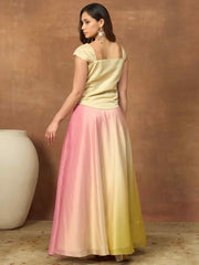 Romantic Florals Organza Top with Skirt