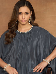 Round Neck Pure Silk Solid Top With Palazzos