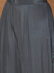 Round Neck Pure Silk Solid Top With Palazzos
