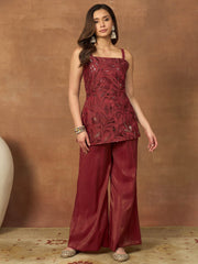 Women Floral Thread and Sequinned Embroidered Co-Ords Set
