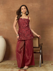 Women Floral Thread and Sequinned Embroidered Co-Ords Set