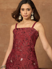 Women Floral Thread and Sequinned Embroidered Co-Ords Set